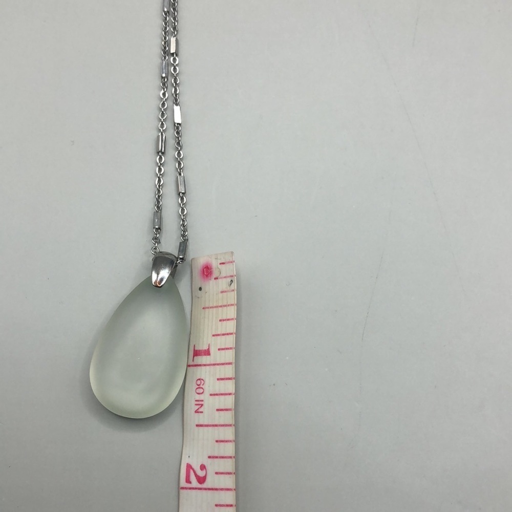 WHBM Sea Glass Tear Drop Elegant Chain Pendant Necklace Minimalist or Layer. - Picture 6 of 6